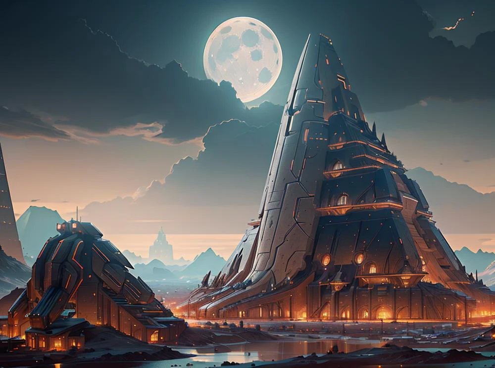 (masterpiece:1.3), (best quality:1.2), chiaroscuro, Unreal Engine, CGI render, Hyperdetailed, vivid colors, modern era photograph, ultra high quality model, 8k Ultra HD, perfect composition, beautiful detailed intricate insanely detailed octane render, soft natural volumetric cinematic perfect light, perfect depth of field shot, ray tracing, photometry, beautiful, metallic deep colors, subsurface scattering, ultra realistic, (photorealism:1.1), 8 k artistic photography, hyperdetailed, absurdly detailed, scenery, city, buildings, idealized American city, busy city center, parks and greenery areas, parks, plazas, modern era photograph, skyscrapers, sumerian, monumental architecture, cuneiform, nisroch,
(uploaded and trending on imgur, pixiv, furaffinity, pinterest, e621, inkbunny, tumblr, deviantart, artstation, ),
(in the style of and art by midjourney, greg rutkowski, raphael, Frank Lloyd Wright, James Gurney, Thomas Kinkade, ),
<lora:SumerianArchitecture:0.85> <lora:xsarchitectural-19Houseplan:0.8> science fiction, war between two cities on mars, spaceship, high-tech, night, prospect, moonlight reflection, sacred, landscape, bright, fhd, 4k, high-resolution, realistic, surrealistic, super wide angle shot, canon 5d, v-ray, quixel megascans render, sintane render