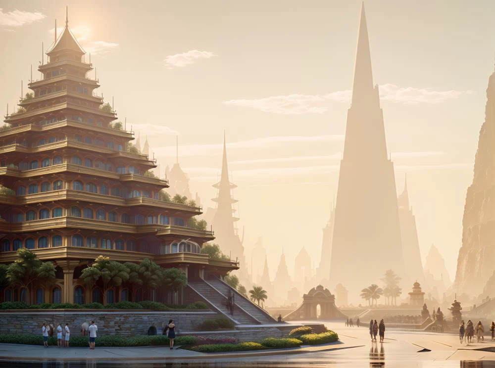 (masterpiece:1.3), (best quality:1.2), chiaroscuro, Unreal Engine, CGI render, Hyperdetailed, vivid colors, modern era photograph, ultra high quality model, 8k Ultra HD, perfect composition, beautiful detailed intricate insanely detailed octane render, soft natural volumetric cinematic perfect light, perfect depth of field shot, ray tracing, photometry, beautiful, metallic deep colors, subsurface scattering, ultra realistic, (photorealism:1.1), 8 k artistic photography, hyperdetailed, absurdly detailed, scenery, city, buildings, idealized American city, busy city center, parks and greenery areas, parks, plazas, modern era photograph, skyscrapers, sumerian, monumental architecture, cuneiform, nisroch,
(uploaded and trending on imgur, pixiv, furaffinity, pinterest, e621, inkbunny, tumblr, deviantart, artstation, ),
(in the style of and art by midjourney, greg rutkowski, raphael, Frank Lloyd Wright, James Gurney, Thomas Kinkade, ),
<lora:SumerianArchitecture:0.85> <lora:IvoryGoldAIv2:0.8> IvoryGoldAI
