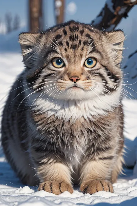 cute tusuncub, showcasing its best quality features such as a big head, fluffy fur, and beautiful eyes, all while maintaining perfect anatomy,
winter scene,
<lora:TUSUN:0.6>