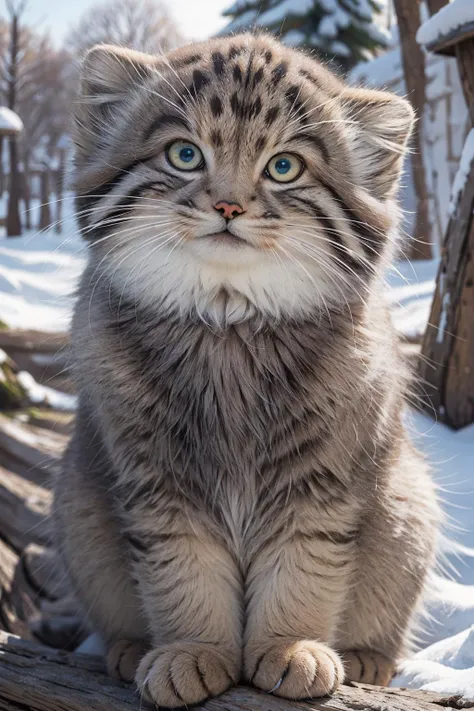 cute tusuncub, showcasing its best quality features such as a big head, fluffy fur, and beautiful eyes, all while maintaining perfect anatomy,
winter scene,
<lora:TUSUN:0.6>