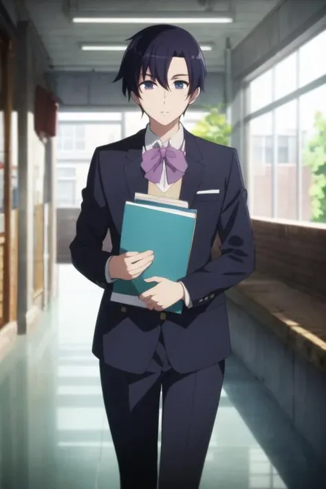 masterpiece, best quality, high quality, 1boy, solo, male focus, looking at viewer, , depth of field, <lora:nicol_ascart:0.72>, nicol_ascart, , school uniform