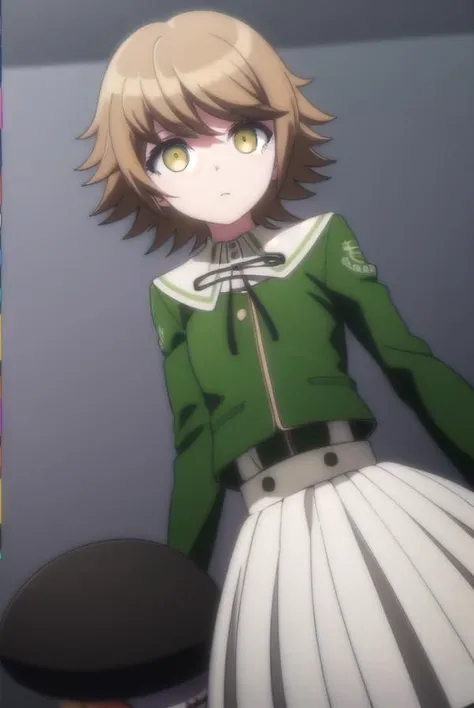chihirofujisaki, <lora:chihiro fujisaki s1-lora-nochekaiser:1>,
chihiro fujisaki, short hair, bangs, brown hair, (brown eyes:1.3), male focus, otoko no ko,
BREAK skirt, shirt, long sleeves, ribbon, school uniform, jacket, pleated skirt, black ribbon, neck ribbon, brown skirt, green jacket,
BREAK outdoors, classroom,
BREAK looking at viewer, (cowboy shot:1.5),
BREAK <lyco:GoodHands-beta2:1>, (masterpiece:1.2), best quality, high resolution, unity 8k wallpaper, (illustration:0.8), (beautiful detailed eyes:1.6), extremely detailed face, perfect lighting, extremely detailed CG, (perfect hands, perfect anatomy),