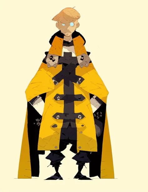 yellow_background, gradient_background,
solo,male_focus,full_body,
pumpkin_head, cape,high necked trench windbreaker, lantern pants, boots, connection, cross strap, ,<lora:STShMTsR-06:0.95>