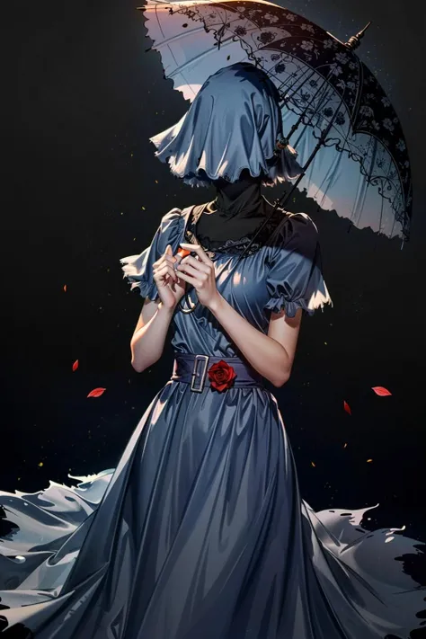 (masterpiece, best quality:1.3)
<lora:add_detail:0.7> <lora:epi_noiseoffset2:1> <lora:NurseDBD:0.8>
NurseDBD, 1girl, solo, short hair, simple background, gloves, white background, dress, holding, standing, flower, short sleeves, frills, black dress, see-through, torn clothes, petals, rose, umbrella, floral print, bob cut, red flower, veil, red rose, holding umbrella, parasol, realistic lighting