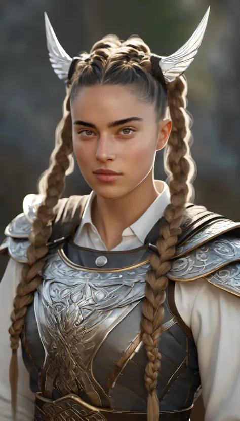 noa kirel face focus, wearing viking valkyrie vestment looking norse warrior shieldmaiden, closeup, centered, facing viewer,  [cartoon, vector art, anime :realistic, real life, hyper realistic:0.15],
heart hair bun, unreal engine render, ghostly,
masterpiece, beautiful, young, professional, photo, high quality, highres <lora:noa_kirel_sdxl_1.0:1>