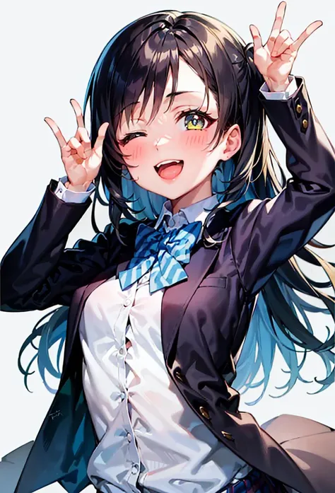 Anime girl with long hair and blue eyes in a suit - SeaArt AI