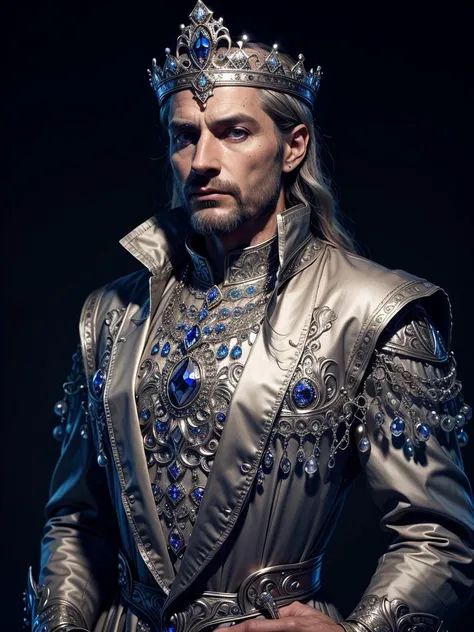 ancient king in rich clothes, 30 years old european man, <lora:SilverSapphireAI:0.85> SilverSapphireAI