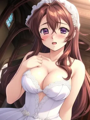 <lora:Midou_Yuuki:0.8>, MidouYuuki, 1girl, soro, purple_eyes, brown_hair, long_hair, large breasts, happy, blush,
weddingdress, church,
masterpiece, high quality, very_high_resolution, large_filesize, full color,