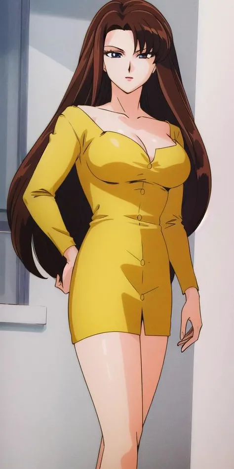 <lora:NinomiyaHinako:0.7>, NinomiyaHinako, standing, solo, large_breasts, HinakoYellowDress, masterpiece, best quality, detailed face, detailed eyes, highres,