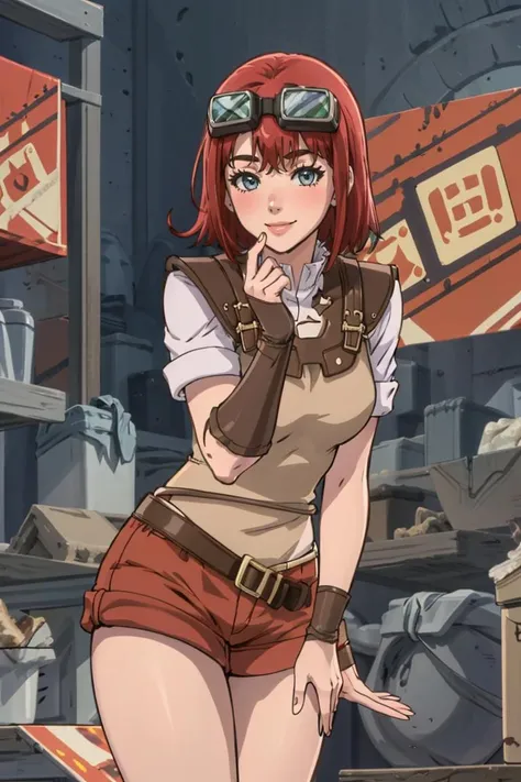 ((masterpiece,best quality)), absurdres,
<lora:ShopGirl_VRMMO_Katsudouki_Anime:0.8>, ShopGirl_VRMMO_Katsudouki, shorts, red shorts, shirt, short sleeves,
blushing, leaning forward,
solo, smiling, looking at viewer, cowboy shot, ,
cinematic composition, dynamic pose