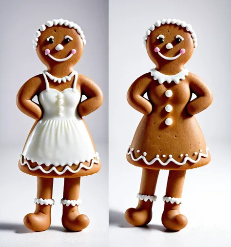 onoff, a female gingerbread woman cookie, wearing icing dress, frosting clothes, onoff <lora:OnoffXL_ExtraCrispy:1>