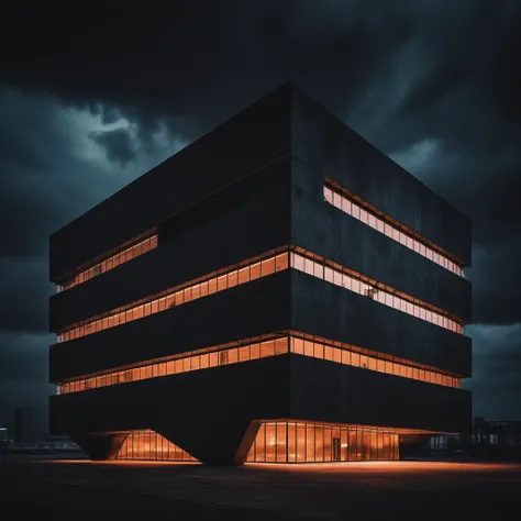 dramatic photo of a techwear architecture building