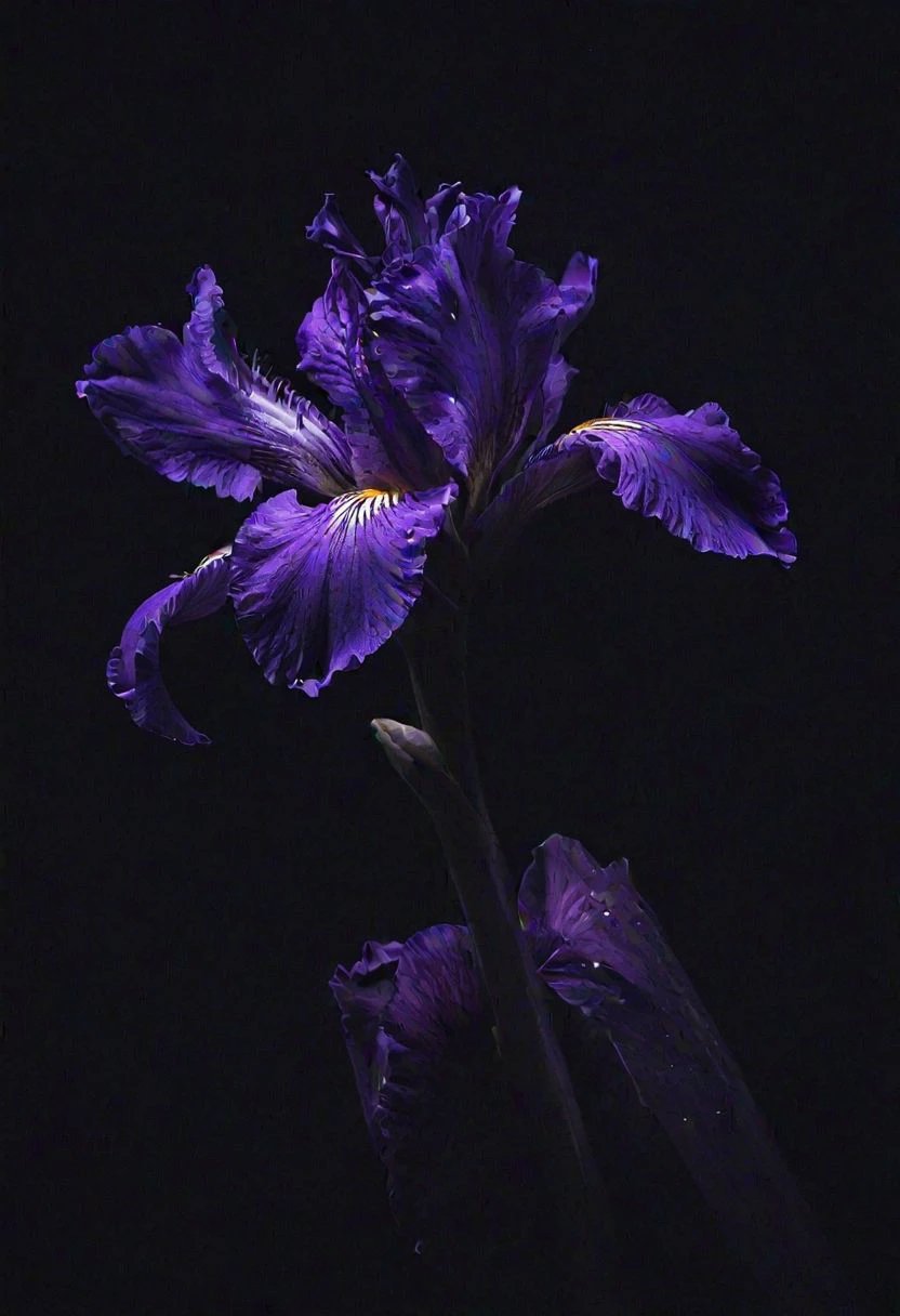 an extremely delicate and beautiful, extremely detailed ,CG,unity,8k wallpaper, Amazing, finely detail, masterpiece, best quality,official art,extremely detailed , incredibly absurdres, huge filesize , ultra-detailed, highres, extremely detailed, beautiful on a beautiful star-filled night, a insane crazy purple iris is cutting through the darkness with a sword of light! neon_style Light