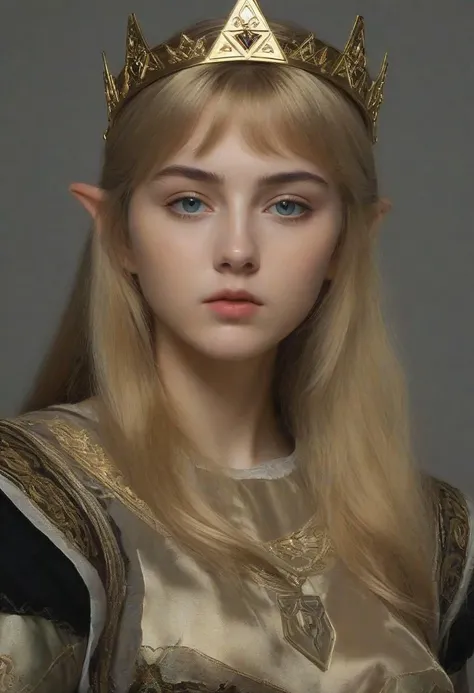 ((High resolution)), ((Pale skin)), sinful, king ((11 years old)) Girl, with blue eyes, blushing cheeks, wavy fur, smiling, naked, like a fantasy warrior, sexy armor, the style of William-Adolphe Bouguereau