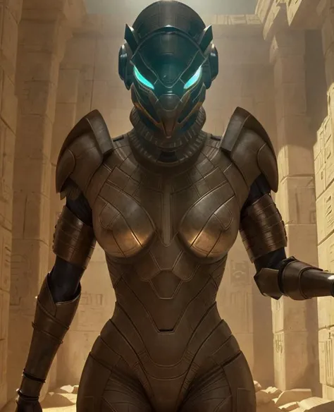 cinematic vfx still full figure frame of a smooth, elegant, powerful, (muscular:1.3), tall , proud, dominant, sexy, babara palvin as a flirting posing dominant powerful warrior wearing a hawk (black:1.2) <lora:samusArmorLora_v1:0.65> (horus:0.90) suit, whipping inside an Egyptian science fiction (torture chamber:1.2) (dungeon:1.1) tomb (prison:1.3), epic volumetric lighting, film grain, centered, full body, (masterpiece, best quality, highres, photo-referenced:1.1), (science fiction:1.1), sparkling eyes, caustics, (character focus), (perfect anatomy:1.2), (realistic, photorealistic:1.5) , elegant, tight fitting, (science fiction:1.3) (hawk:1.2) (digitigrade:1.4) Egyptian style power armor designed by Joseph A. Porro, the science fiction cybernetic <lora:stargateHorus:0.35> female jackal helmet is made of metal with intrinsic details, (gauntlet claws:1.4), inside an Egyptian temple with hieroglyphs depicting female symbols, (seen from below:1.3), atmospheric, caustics, volumetric lighting, mix of natural lighting and artificial lighting, cinematography by Karl Walter Lindenlaub, directed by Roland Emmerich, (photorealistic:1.4), big (breasts:1.4), nipples , photo