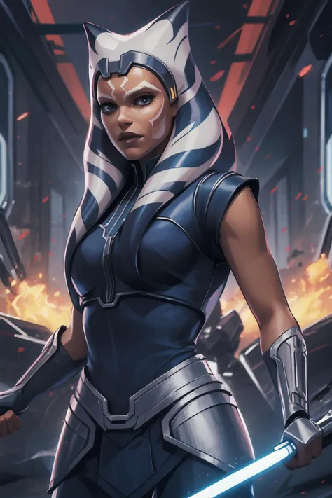 <lora:Ahsoka_tano:0.7> ahsoka tano, adult, mandalorian armor,