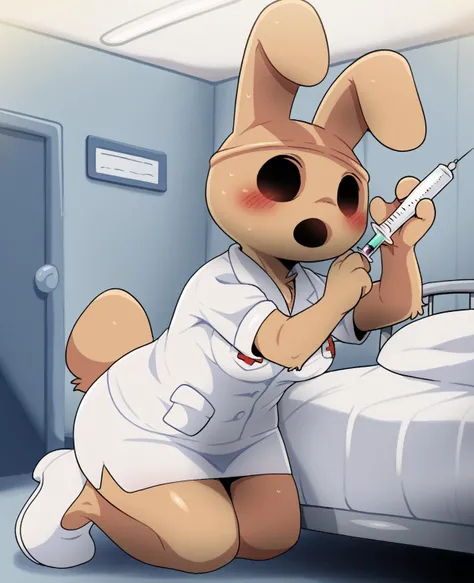 score_9, score_8_up, score_7_up, score_6_up, score_5_up, score_4_up, source_furry, yzie, eba, coco \(animal crossing\), gyroid, lagomorph, leporid, mammal, rabbit, anthro, bottomwear, breasts, brown body, clothed, clothing, empty eyes, eyeless, female, footwear, genitals, hat, headgear, headwear, medical instrument, microskirt, miniskirt, nurse clothing, nurse hat, nurse headwear, nurse uniform, scalpel, scientific instrument, shirt, shoes, skirt, solo, surgical instrument, topwear, uniform, detailed background, hospital bed, hospital, doctor's office, (syringe, holding syringe:1.4),
<lora:coco_pdxl:1>