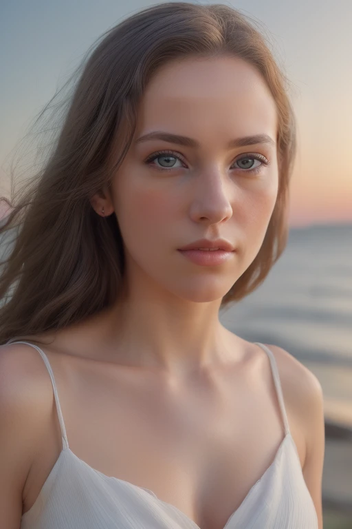 ultimate quality, masterpiece, ultra high res, (photorealistic:1.9), 1girl, detailed face, detailed eyes, white dress, dramatic lighting, sunset, sea, (detailed Shot on Hasseblad X1D-50c with Lens Hasselblad XCD-45P:1.6), (portrait:1.9)
