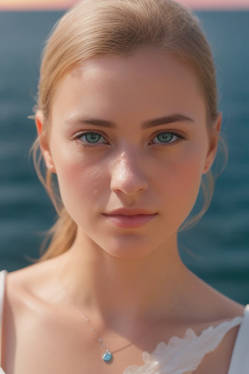 ultimate quality, masterpiece, ultra high res, (photorealistic:1.9), 1girl, detailed face, detailed eyes, white dress, dramatic lighting, sunset, sea, (detailed Shot on Hasseblad X1D-50c with Lens Hasselblad XCD-45P:1.6), (portrait:1.9)