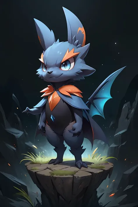 pmmkr2024, magic, anime, cartoon, creature, best quality, trending on artstation, masterpiece, cute, orange bat,<lora:pmmkr2024:0.8>,blue eyes,<lora:ral-crystals-sd15:0.5>,