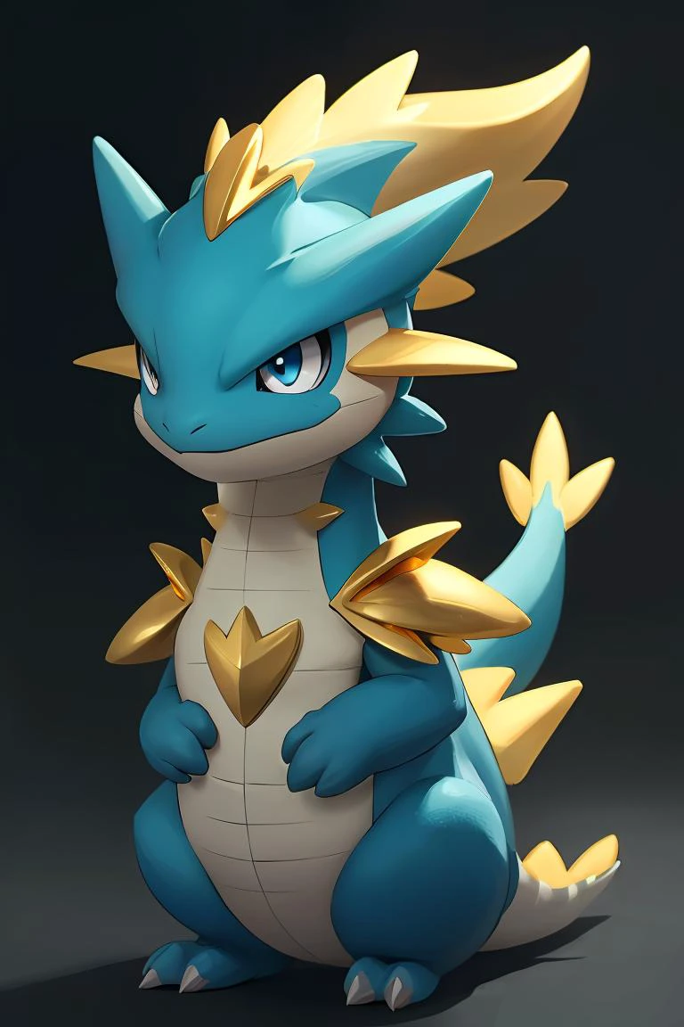 pmmkr2024, magic, anime, cartoon, creature, best quality, trending on artstation, masterpiece, cute, gold dragon, pokemon,<lora:pmmkr2024:0.8>,blue eyes