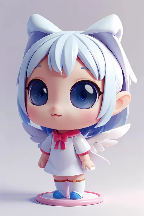 masterpiece,best quality,(Angel:1.1),solo,cute,blind box,3d rendering,HD,8K,white background,<lora:dayanmengV2-000010:0.5>,chibi,blue eyes,