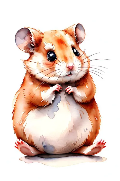 master piece, high quality, vintage watercolor, illustration, cute, stuffed animal, a cute hamster, on a white background,<lora:ãç»æ¬æç»ãæ°´å½©é£æ ¼æç» ç»æ¬æ
äº å¨ç©ä¸»é¢_v1.0:0.8>,