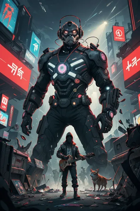 best quality,masterpiece,cyberpunk,Animal band crazy party,dramatic atmosphere,stadium,