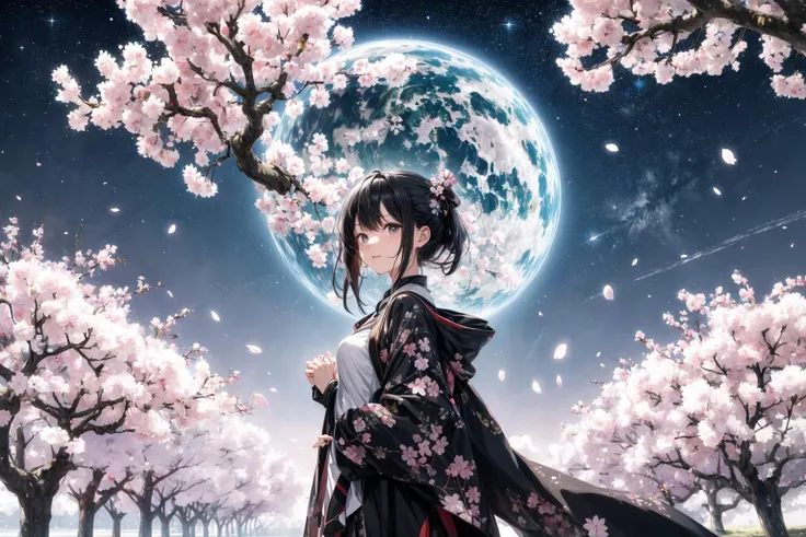 absurdres, highres, ultra detailed, looking afar, <lora:epi_noiseoffset:0.8> <lora:to8contrast-SD15:-0.7> <lora:Flat:-0.6>
fun state young lady in cherry blossoms maze, nebula,