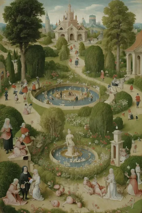 <lora:Early_Netherlandish_artstyle-10:1>, Netherlandish, garden of delight