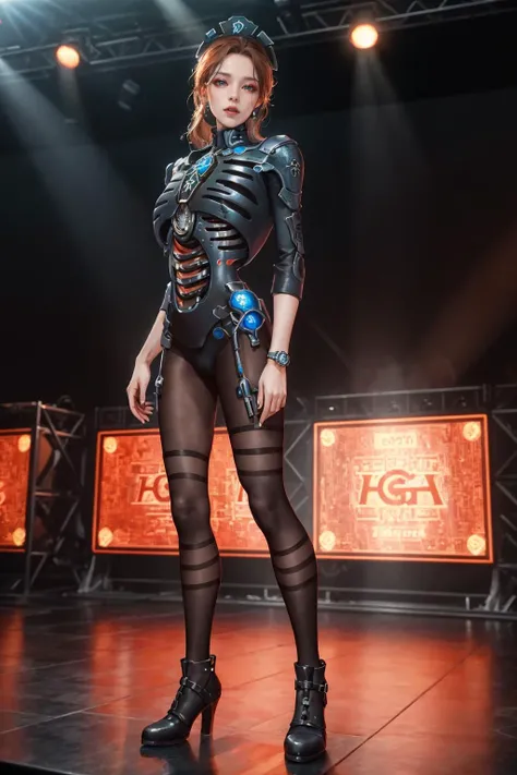 highres,absurdres,masterpiece,best quality,original,extremely detailed CG,extremely detailed wallpaper,perfect lighting,jitome,lips,makeup,standing on the stage,blurry background,1girl,
<lora:necons:0.7>,necrons,