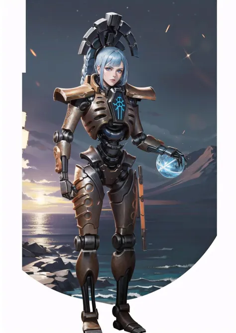 (1girl) (digital) ( in detailed ocean bottom, ( glowing, armor, robot)) , best quality, <lora:boldline:0.2> <lora:hairdetailer:0.2> necrons, <lora:necons:1>