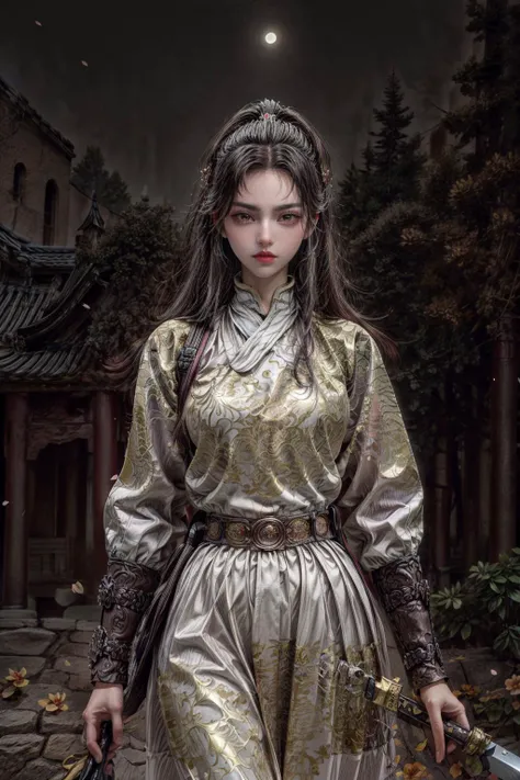 <(best quality, extremery best quality, masterpiece:1.4), (realistic, intricate details:1.4), (photorealistic:1.4), (extremely intricate:1.4), highres, ultra highres, ultra detailed, ultra-detailed, absurdres, incredibly absurdres, extremely detailed, high quality, high resolution, hyperrealistic, ultra-realistic, hyper-detailed, top quality, best, fine detail, massive detail, Highly detailed, extreme detailed, highest detailed, high-res, absolutely resolution, reflection, (refraction:1.4), (hyperrealism:1.4), ultra realistic details, highly intricate details, insane details>, BREAK, (1girl:1.3), solo, looking at viewer, (young cute beautiful 18-year-old girl:1.4), 3d face, (hand of Guido Daniele:1.4), beautiful girl, Beautiful face, pretty, girlface, kpop idol, supermodel, stunning innocent symmetry face, perfect body, medium breast, slim waist, slim legs, (high detailed skin:1.5), glowing eyes, goddess, natural skin texture, shiny skin, White skin, Beautiful detailed face, detailed face, real skin texture, cute delicate face, finely detailed face, golden ratio, golden ratio face, expressive eyes, perfect face, perfect skin, flawless face, clear face, shiny hair, pale skin, Proper body proportion, perfect anatomy, realistic skin texture, luscious lips, glossy lips, natural makeup, beautiful bright pupils, slender figure, intricate eyes, detailed pupils, detailed face and eyes, longeyelashes, blush, good hand, perfect hands, pretty face, beautiful female bodies, finely detailed skin, oily shiny skin, clean facial features, an extremely delicate and beautiful, cute & girly, beautiful detailed eyes, stars in the eyes, detailed simmetric eyes, perfect smooth skin texture, BREAK, (((((brilliant colors, (white robe, chinese clothes, (Bracers:1.2), white robe, chinese clothes, sexy, slim, in the style of energetic movement, low-angle, long hair, gray hair, white hair, purple eyes, sword, ((holding sword)), blue flames, glowing weapon, light particles, wallpaper, chromatic aberration:1.4), goddess women, aura, most beautiful artwork in the world, atmosphere:1.2), (dramatic, gritty, intense:1.4), (depth of field:1.7), (palace, plum blossoms, a girl in hanfu, mountain, river, old tree, pine trees, birds, moss, there is white cat sitting near girl:1.2), (ornaments detailed, traditional clothes, water, chinese clothes, sash, tree, petals, hair ornament, floating hair, rock, falling petals, flower, chinese traditional architecture, ancient art, chinese style, Chinese, lake background, chinese buildings, misty lake, ancient chinese background, after the rain, wet grass and trees, waterfall, flying splashes, flying petals, leaves, bloom, bloom effect, surrounded by heavy floating petal flow, petal, leaves falling from the tree, peaceful atmosphere, mountainous backdrop, authentic cultural experience, quiet whispers, hushed conversations, tranquil silence, crisp air, soulful melodies, a sense of belonging, bonding with nature, quiet reflection:1.3), (long_hair, mountain background, forest, river in background, landscape, water reflection:1.3), slow-motion action sequences, surreal details, charging forward, (light anger:1.4), ( absurdly long hair:1.5), ((The girl looked disgusted)), (long legs:1.3), A shot with tension, (Visual impact, giving the poster a dynamic and visually striking appearance:1.2), impactful picture, (joshua middleton comic cover art, hypermaximalist, instagram contest winner, fashion color scheme, trending on cgsociety, playful illustrations, imaginative overlays, artistic fusion, fantastical scenes, evocative narratives, striking visuals:1.3), (Glowing ambiance, enchanting radiance, luminous lighting, ethereal atmosphere, mesmerizing glow, evocative hues, captivating coloration, dramatic lighting, enchanting aura:1.2), (moon, melanchonic soft light, photorealistic faces, moody lighting:1.4), (night, Night time, moon light, Golden Hour, sky, landscape, stars, starry, galaxy sky, milky way, night sky full of stars:1.2), (braids, floating hair, rock, bloom, bloom effect, random patterns, energetic movement, bold colors, dynamic texture, spontaneous creativity:1.2), (blush, Pink lips, Pink lip colour, flat bangs:1.4), (long_hair, outdoors:1.3), (breeze, dust is drifting, ethereal, scenery, nature, mysterious background, fog, wind:1.2), (iridescent colors, Iridescence, mysterious, fantasy background, fantasy, open mouth:1.2), (Luminescent Particles:1.3), (fullbody:1.2), (eye focus, face focus, character focus, close-up face:1.2), (dutch angle, cowboy shot:1.3), colorful refraction)))), BREAK, <hyper realistic DSLR photo, Nikon D5, cinematic portrait, portrait, ultra sharp, analog film photography, film emulation, bokeh, blurry noise background, watercolor, available light, detailed light, volumetric fog, beautiful lighting, Rembrandt lighting, Cinematic, pixel art, game art, key visual, surreal, PBR Texturing, Anisotropic Filtering, Maximum Clarity And Sharpness, Albedo And Specular Maps, Multi-Layered Textures, Surface Shading, Sub-Pixel Convolution, Sub-Pixel Convolution, Accurate Simulation Of Light-Material Interaction, blurry foreground, broad light, volumetric light effect, matte painting, perfectly defined features, volumetric lighting, Tone Mapping, Lumen Reflections, Global illumination, Ray Tracing, Screen Space Global Illumination, Accent Lighting, 32k, Natural Lighting, volumetric, cinematic masterpiece, Rule of thirds, high dynamic range, Multi-exposure HDR capture, cinematic render, game cg cinematic, atmospheric perspective, movie scene, epic dynamic frame, motion blur, ((cinematic look, Film look)), rim light, 4k textures, adobe lightroom, photolab, hyperdetailed, exposure blend, professional color grading, professional color correction, aerial perspective, particles and dust in beams of light, cinematic scene, dynamic lighting, sharp details, lomography, soft focus, light leaks, bold hues, atmospheric depth, (explosive light and shadow:1.2), aesthetics, intricate designs, ultra realistic digital art, (zentangle, mandala, tangle, entangle), (fractal art), elegant, vivid colours, floating particles, particles, epic, (ink drawing, oil painting detailed), RAW, huge filesize, extremery detailed CG, Photo, 8k uhd, cinematic atmosphere, trending on artstation, award-winning glamour photograph, highly detailed photo, official art, beautiful and aesthetic, unity 8k wallpaper, beautiful, highly detailed CG illustration, best illustration, intricate, Amazing, emotional, analog, painting, digital painting, concept art, Oil Painting, illustration, Classical art, Renaissance, Romanticism, Neoclassicism, Color Palette, depth and contrast, Vibrant colors, saturated, rich saturation, color harmony, vivid palette, concept-art, design style, detail character, concept render, colorful, analog photography, dreamy atmosphere, specular highlights, atmospheric lighting, (dynamic angle, dynamic pose :1.3), (shiny, clothes reflecting light, lens flare, bloom effect, light particle, lens glare:1.3), realistic light, realistic lighting, cinematic light, (cinematic lighting), light in the face, soft lighting, saturated colors, detailed background, sharp focus, 8k high definition, perspective, Master Composition, roughness, post-processing, soft shadows, realistic shadows, ambient occlusion, ray-tracing, subsurface scattering, photon mapping, physically-based rendering, octane rendering, unreal engine 5, ue5 rendering, Adobe After FX, dslr, RTX, Best character details, radiosity, sharp, antialiased, RAW photo, HDR, 8k, 4k, (((Photographed by Roger Deakins, using a RED Monstro 8K VV camera and a series of high-end lenses))), ((Hasselblad photography)), (film grain:1.4), Kodak portra 400, ((Fujifilm X-T5)), professional photograph, caustics, Broad lighting, diffuse lighting, rim lighting, two tone lighting, textile details, visible pores, high resolution scan, professionally color graded, photographic reality, automatic white balance, best lighting, detailed shadow, high contrast, strong light and shadow>, (PureErosFace_V1:0.4), (ulzzang-6500:0.6), <lora:epiNoiseoffset_v3:2>, <lora:add_detail:0.6>, <lora:hipoly_3dcg_v7-epoch-000012:0.6>, (kbxll:0.6), <lora:more_details:0.6>, <lora:Chinese clothing, Feiyu outfit:1>