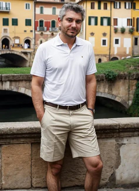 portrait of  sks person, in Florence, at the Ponte Vecchio, Polo shirt and khaki shorts, by Annie Leibovitz, epic character composition, 
<lora:locon_perfecteyes_v1_from_v1_64_32:0.25>, perfecteyes
<lora:locon_perfectsmile_v1_from_v1_64_32:0.1>, (perfectsmile:0.7) 
<lora:add_detail:0.7>
 <lora:locon_ethanklein_v1_from_v1_64_32:1>