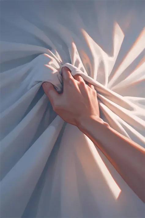 score_9, score_8_up, score_7_up, 1 hand, 1 a woman's hand, sheet_grab, pulling the sheets, pink sheets, <lora:NAI Smooth Boys Style SDXL_LoRA_20r_20e_8i_nr32_a16_Pony Diffusion V6 XL:1>, Perfect Hands, <lora:Perfect Hands:1>, casual T-shirts,