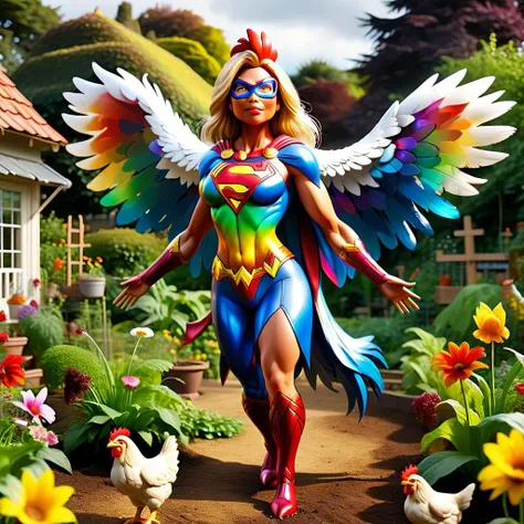 superhero called super chicken woman ral-mytfrst epic garden scenery panoramic photograph <lora:add-detail-xl:0.8> <lora:DonMSp3ctr4lXL:0.8> DonMSp3ctr4lXL <lora:LORA_XenoDetailer_v3:0.8> <lora:more_details:0.8>