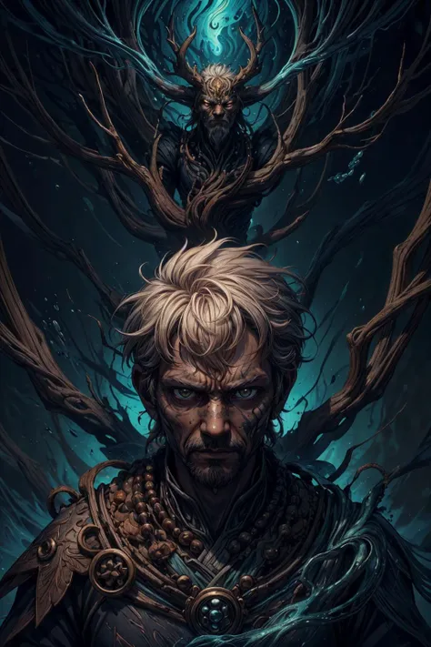 (best quality, masterpiece:1.2), photorealistic, thick outlines, strong shadows, <lora:add_detail:0.75>,
(1man, wrinkled face, old british male:1.2), frail, dark brown eyes, white hair, short hair,
portrait, solo, upper body, detailed background, detailed face, (<lora:RootsBranchesAIv5:0.4>, RootsBranchesAI theme:1.1), red tribal markings, tribal geomancer shaman, mystical, orange fur lined clothes, beads, totem, obsidian, dynamic pose, (style-swirlmagic:0.8), surrounded by blue magic swirls, nature in background, ritual, whirlwind, cinematic atmosphere,
<lora:XenoDetailer:0.5>,