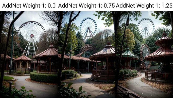 An abandoned amusement park reclaimed by nature, with rusted roller coasters and a carousel frozen in time.
blurry