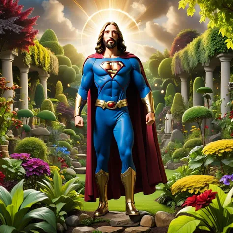 superhero called Jesus ral-mytfrst epic fantasy garden scenery panoramic mystical feel photograph <lora:add-detail-xl:0.8> <lora:DonMSp3ctr4lXL:0.2> DonMSp3ctr4lXL <lora:LORA_XenoDetailer_v3:0.4> <lora:more_details:0.8>
