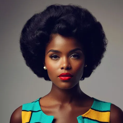 editorial photo of High 1 fashion portrait shoot of a black supermodel symmetrical lines, neoclassical style, bold reds and blacks, shot on Hasselblad X1D, split light, close up shot, 32k, cinematic composition, professional color grading, film grain, atmosphere, wondrous <lora:epiNoiseoffset_v2:1>