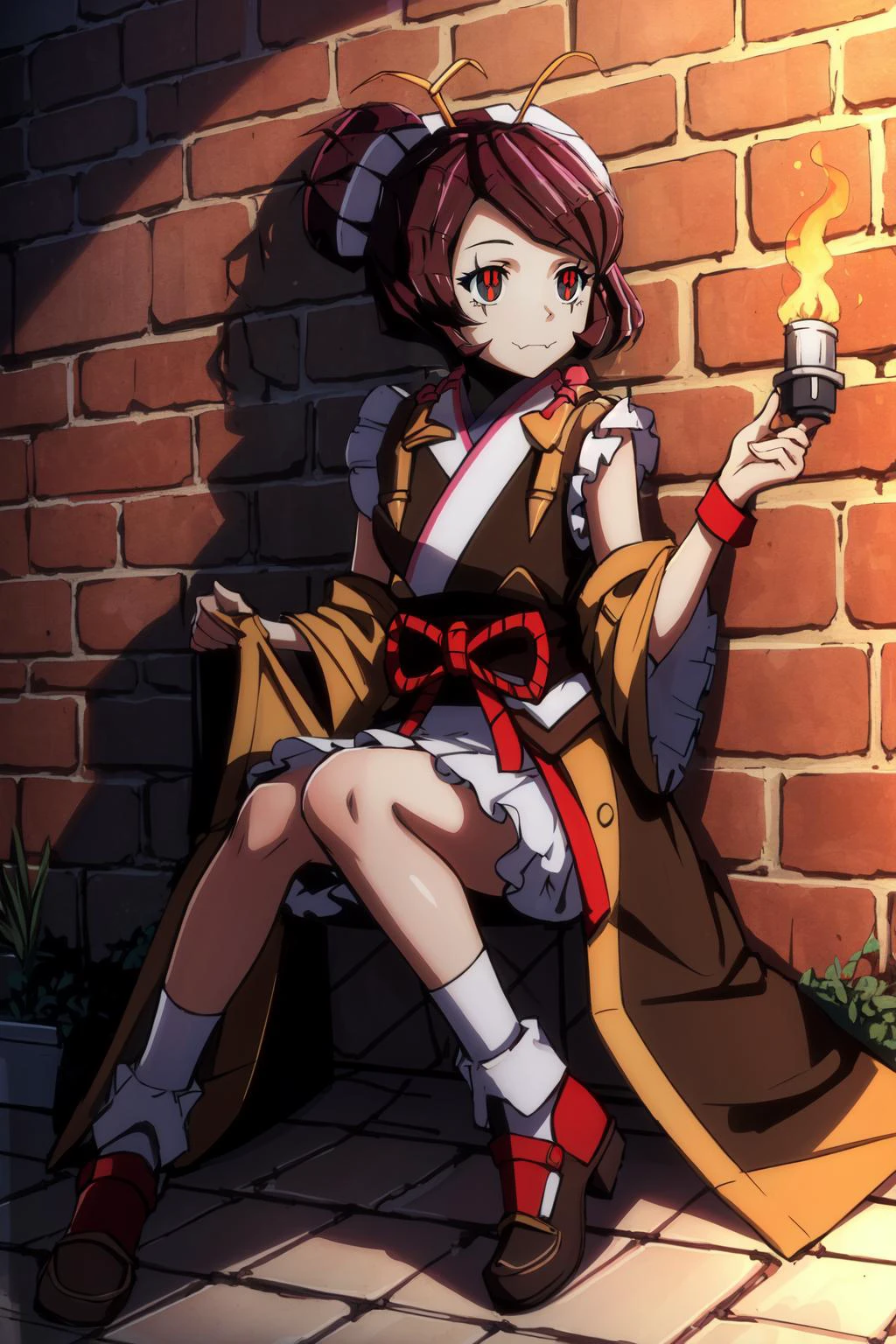 (masterpiece, best quality), intricate details,
1girl, <lora:entoma-overlord-14:0.8> entoma vasilissa zeta,
underground, cobblestone floor, stone walls, sitting, torches on walls,