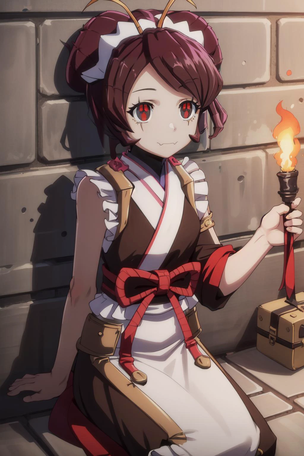 (masterpiece, best quality), intricate details,
1girl, <lora:entoma-overlord-14:0.8> entoma vasilissa zeta,
underground, cobblestone floor, stone walls, sitting, torches on walls,