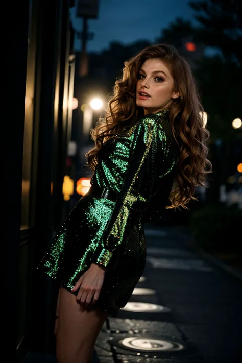 <lora:FayeReagan_1.0-000001:1> FayeReagan
in a (dynamic pose:1.2)
(female in city night life theme),Beauty photo, facing viewer,
with (
Sequin mini dress Heels Clutch Shimmering & show-stopping
:1.2)
(
long curly hair,
:1.3) hairstyle, (head tilt,:1.2)
detailed hair strand, ear, detailed upper torso, detailed eyes, detailed pupils, detailed iris, detailed nose, detailed lips, ears, detailed sideburns, eye reflection, ray tracing, path tracing,
in style of
Richard Avedon Portrait Large-format camera, high-quality lenses Simple backgrounds,
<lora:epiC35mm:1> epiCPhoto, (plunging neckline:-1) (busy street corner:1.1), street lighting, laughing,