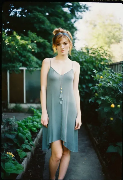 35mm real life photography, realism style <lora:FayeReagan_SDXL_v1.0:1>
(freckled:0.1) ginger ((realism fayereagan woman)),
Kodak Instant Photo (panoramic format), full body shot on a Kodak Instant Camera from the 1980s, reminiscent of the intimate portraits of Diane Arbus, shot in natural lighting, with a soft, warm color palette, pale Caucasian female model with a messy bun, wearing a loose, flowing dress, with an emphasis on her hips, standing in a garden, leading lines of the garden, intricate textures, low resolution, high ISO, slow shutter speed, balanced composition, jpg compression artifacts, portrait photography, post-processing by "The Lunar" with added film grain, vignetting, desaturation, and noise reduction to create a raw, naturalistic image, the photograph shows signs of aging, with slight fading and yellowing, and the corners are curling inward, reinforcing the nostalgic atmosphere.
themes of innocence, intimacy, fragility, frailty, 1990s nostalgia