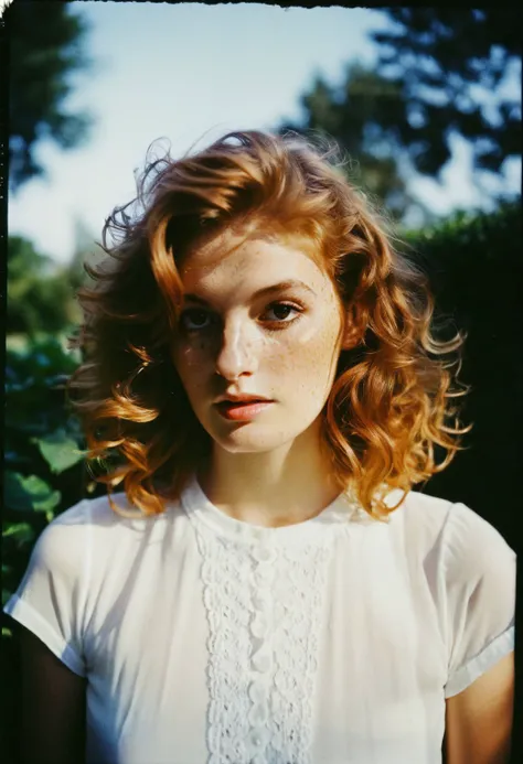 35mm real life photography, realism style <lora:FayeReagan_SDXL_v1.0:1>
(freckled:0.1) ginger ((realism fayereagan woman)),
Kodak Instant Photo (credit card format), headshot on a Kodak Instant Camera from the 1980s, reminiscent of the intimate portraits of Diane Arbus, shot in natural lighting, with a soft, warm color palette, pale Caucasian female model with short, curly hair, wearing a simple, white blouse, with an emphasis on her delicate collarbones, standing in a garden, leading lines of the garden, intricate textures, low resolution, high ISO, slow shutter speed, balanced composition, jpg compression artifacts, portrait photography, post-processing by "Diane Arbus Studio" with added film grain, vignetting, desaturation, and noise reduction to create a raw, naturalistic image, the photograph shows signs of aging, with slight fading and yellowing, and the corners are curling inward, reinforcing the nostalgic atmosphere.
themes of innocence, intimacy, fragility, frailty, 1990s nostalgia