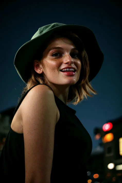 <lora:FayeReagan_1.0-000001:1> FayeReagan
in a (dynamic pose:1.2)
(female in city night life theme),Beauty photo, facing viewer,
with (
print top High-waisted jeans Sneakers Bucket hat Trendy & effortless
:1.2)
(
choppy layers,
:1.3) hairstyle, (head tilt,:1.2)
detailed hair strand, ear, detailed upper torso, detailed eyes, detailed pupils, detailed iris, detailed nose, detailed lips, ears, detailed sideburns, eye reflection, ray tracing, path tracing,
in style of
Richard Avedon Portrait Large-format camera, high-quality lenses Simple backgrounds,
<lora:epiC35mm:1> epiCPhoto, (plunging neckline:-1) (busy street corner:1.1), street lighting, laughing,
