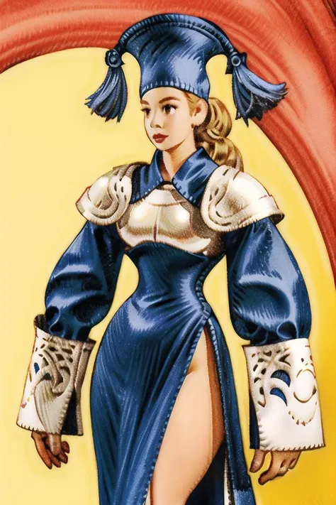 <lora:v1.8_NAI+v2.5_NAI:1><lora:pinup_girls_v1.0:0.5>1girl, tassel hat ornament, knight, shoulder armor, wide hips, sleeve cuffs, side slit