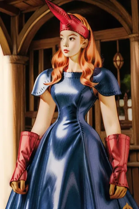 <lora:v1.8_NAI+v2.5_NAI:1><lora:pinup_girls_v1.0:0.4>1girl, orange hair, headdress, wide hips, armor, dress