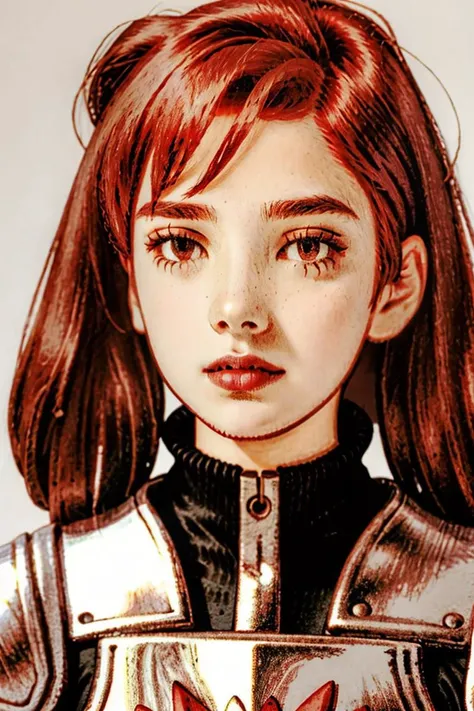 <lora:fftstyle_v1.8_Av3_&_NAI_merged:1>1girl, armor, breastplate, portrait, red hair, lipstick