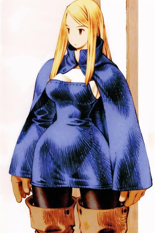 A close up of a woman in a blue dress and boots - SeaArt AI